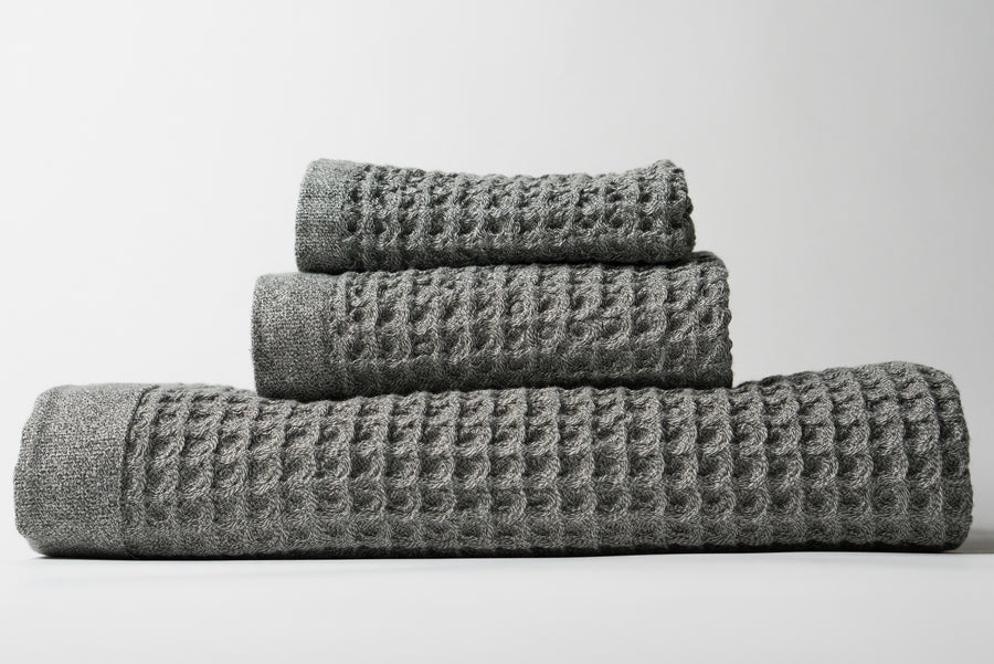 Black Waffle Weave Cotton Bath Towel by World Market